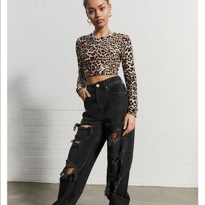 Wayf Animal Print Crop Top
